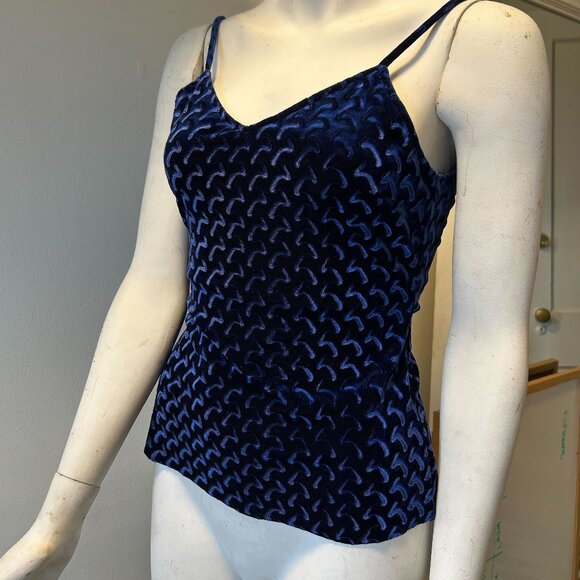 ALGO Blue Velvet Psychedelic Low-Back Top — Size 6 (Made in Canada) ALGO Velvet - Picture 1 of 4